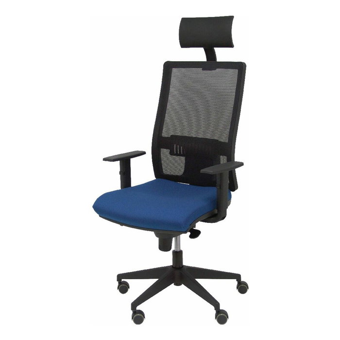 Piqueras y Crespo Chaise de bureau Horna, mécanisme synchro, bleu marine et noir