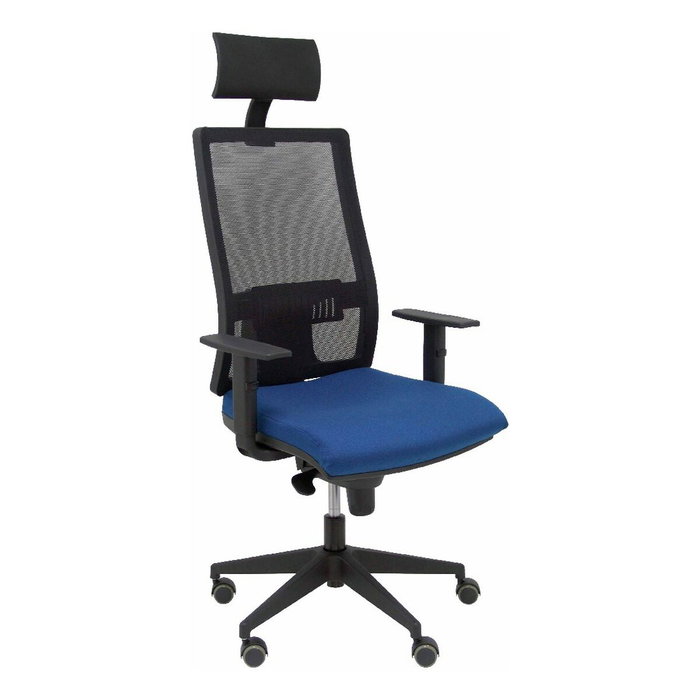 Piqueras y Crespo Chaise de bureau Horna, mécanisme synchro, bleu marine et noir
