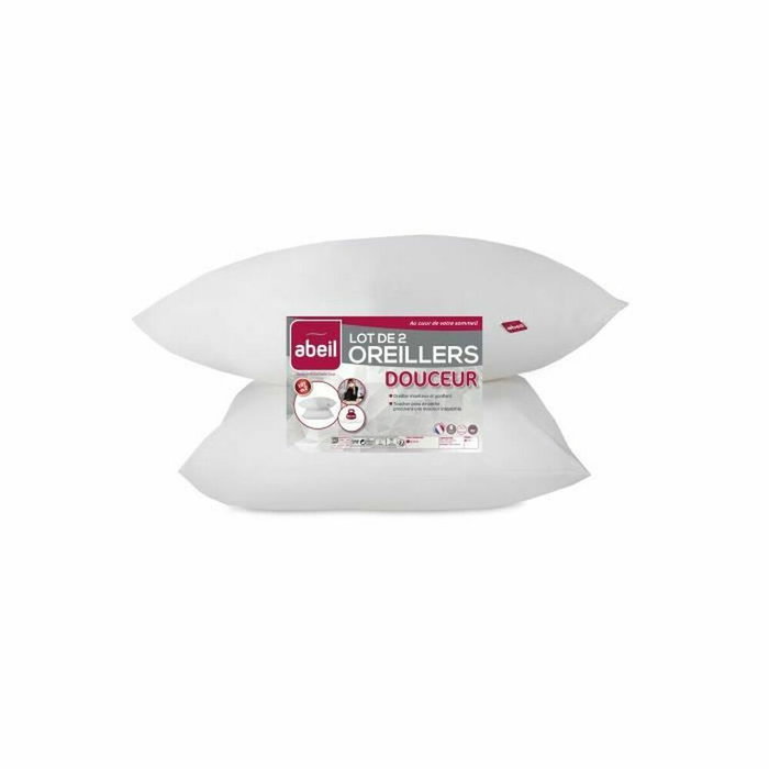 Abeil Lot de 2 Oreillers Douceur Blanc 60 x 60 cm
