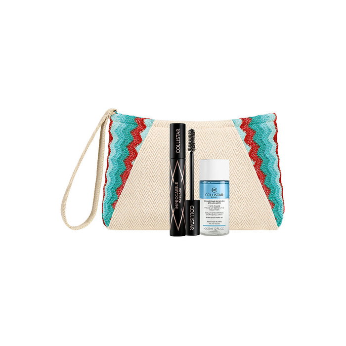 Collistar Ensemble de 3 Mascara Impeccable Waterproof – Volume, Longueur, Définition – Kit avec Eau Micellaire et Trousse (3 pièces)