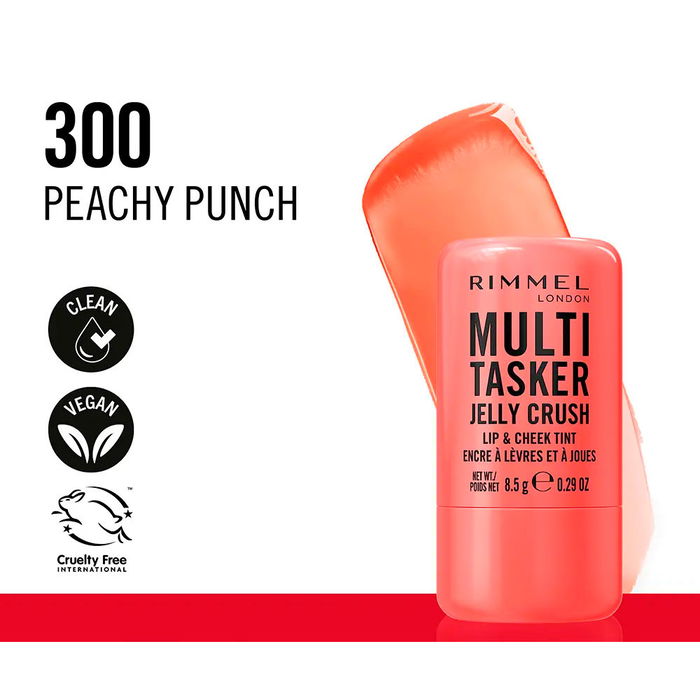 Rimmel London Bâton de Blush et Rouge à Lèvres MULTITASKER JELLY CRUSH #300-Peachy Punch 8,5g hydratant texture gel Rimmel London Bâton de Blush et Rouge à Lèvres MULTITASKER JELLY CRUSH #300-Peachy Punch 8,5g hydratant texture gel