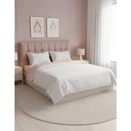 Parure de lit King Size Rose 100% coton renforcé, 1 housse de couette 240 x 220 cm + 2 taies d'oreiller 60 x 60 cm