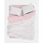 Parure de lit King Size Rose 100% coton renforcé, 1 housse de couette 240 x 220 cm + 2 taies d'oreiller 60 x 60 cm