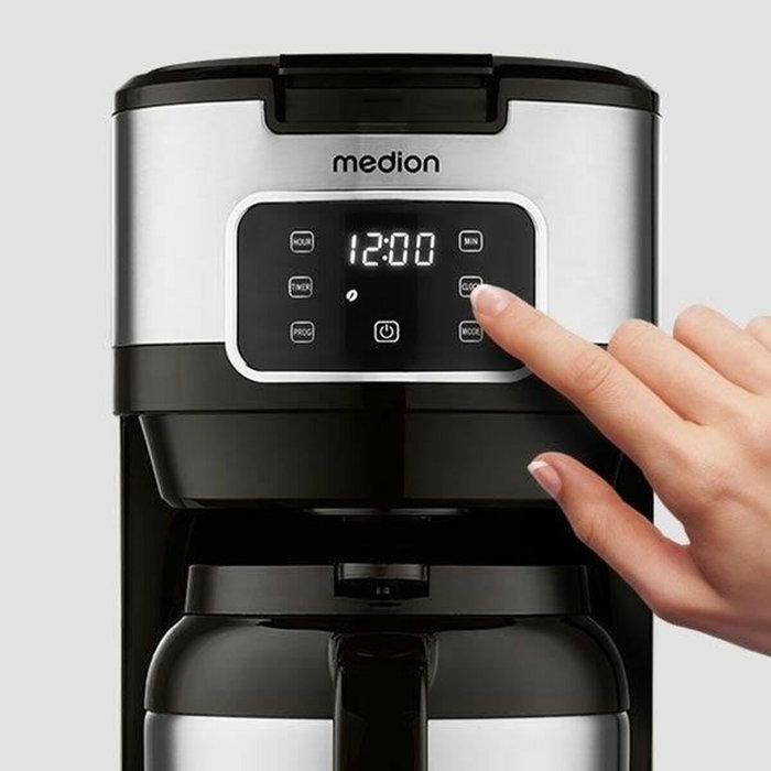 Medion Cafetière Filtre Digitale Isotherme Silver 900W 1,2L Medion Cafetière Filtre Digitale Isotherme Silver 900W 1,2L