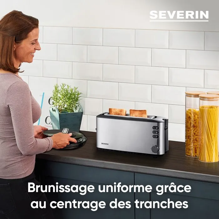 Severin AT 2515 Grille-pain à fente longue en acier inoxydable Severin AT 2515 Grille-pain à fente longue en acier inoxydable