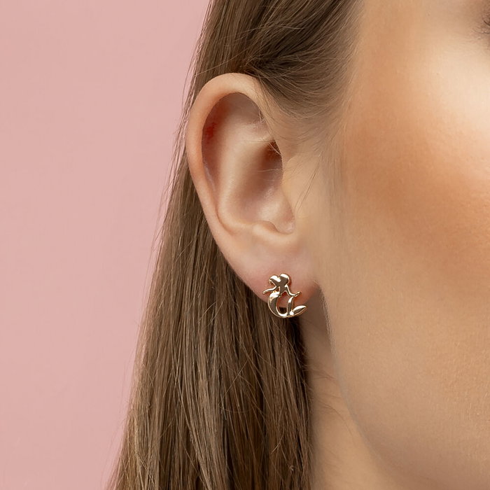 PEERS HARDY Set de 3 paires de boucles d'oreilles La Petite Sirène Disney - Pierres violettes, coquillage violet et motif doré d'Ariel