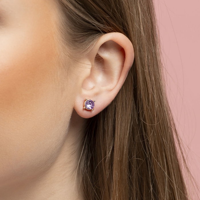 PEERS HARDY Set de 3 paires de boucles d'oreilles La Petite Sirène Disney - Pierres violettes, coquillage violet et motif doré d'Ariel