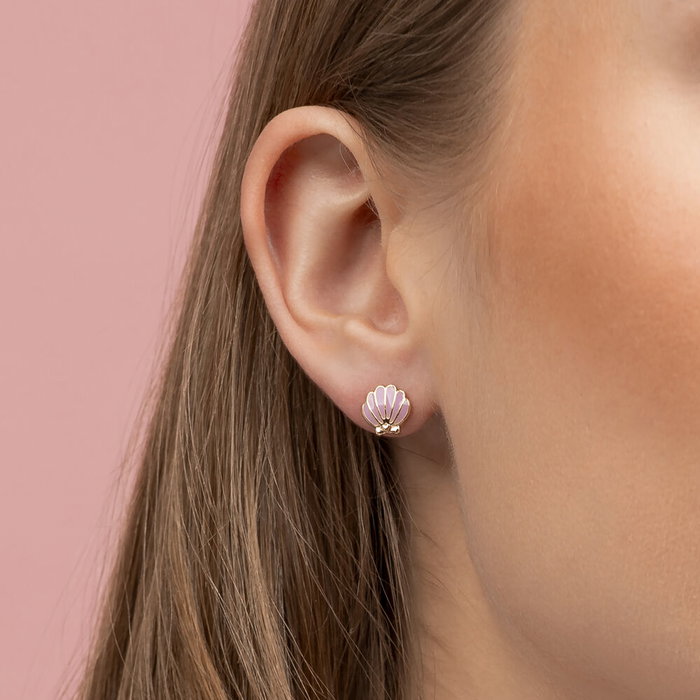 PEERS HARDY Set de 3 paires de boucles d'oreilles La Petite Sirène Disney - Pierres violettes, coquillage violet et motif doré d'Ariel