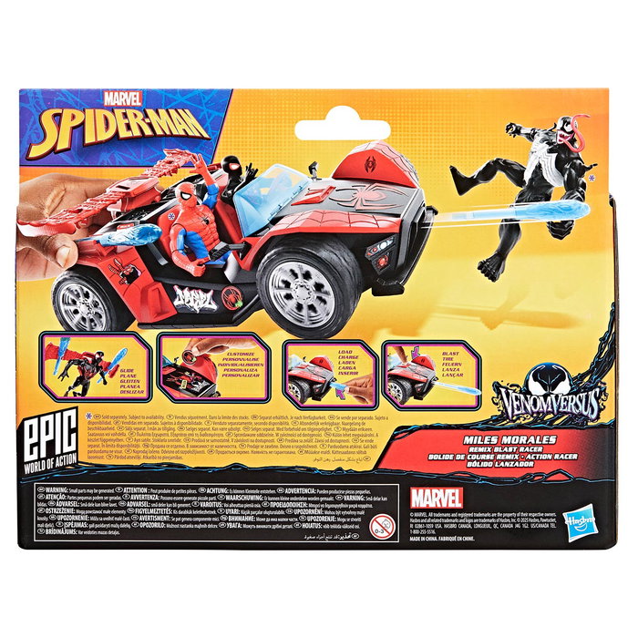 Hasbro Spider-Man - Véhicule Venomversus Miles Remix Blast Racer G0736 - Voiture de Jouet avec Figurine Miles Morales et Projectiles - Marvel