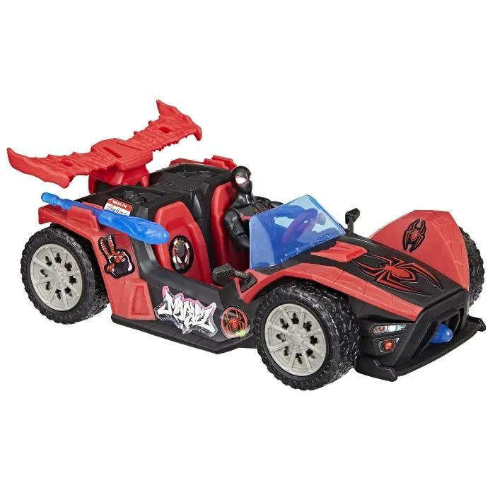 Hasbro Figurine Marvel Spider-Man Miles Morales - Voiture de course Remix VenomVersus Epic World of Action - 10 cm - À partir de 4 ans