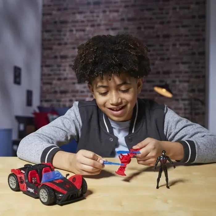 Hasbro Figurine Marvel Spider-Man Miles Morales - Voiture de course Remix VenomVersus Epic World of Action - 10 cm - À partir de 4 ans