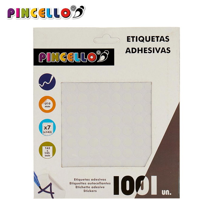 Pincello Étiquettes Adhésives Diamètre 10 mm, 7 Pages, 17 x 19 x 4 cm (Set de 120) Pincello Étiquettes Adhésives Diamètre 10 mm, 7 Pages, 17 x 19 x 4 cm (Set de 120)