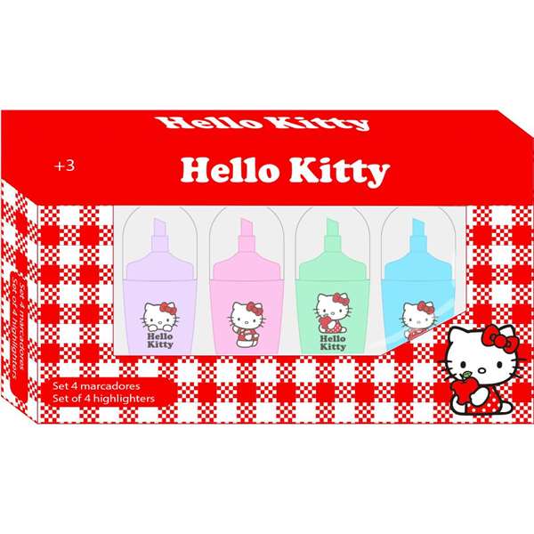 Safta Set de 4 Marqueurs Fluorescents Hello Kitty Safta Set de 4 Marqueurs Fluorescents Hello Kitty