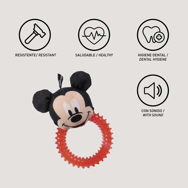 Mickey Jouet à mâcher pour chien en caoutchouc - Dimensions : 10.0 x 20.0 x 7.0 cm - À partir de 3 ans - Rouge - Cerdá