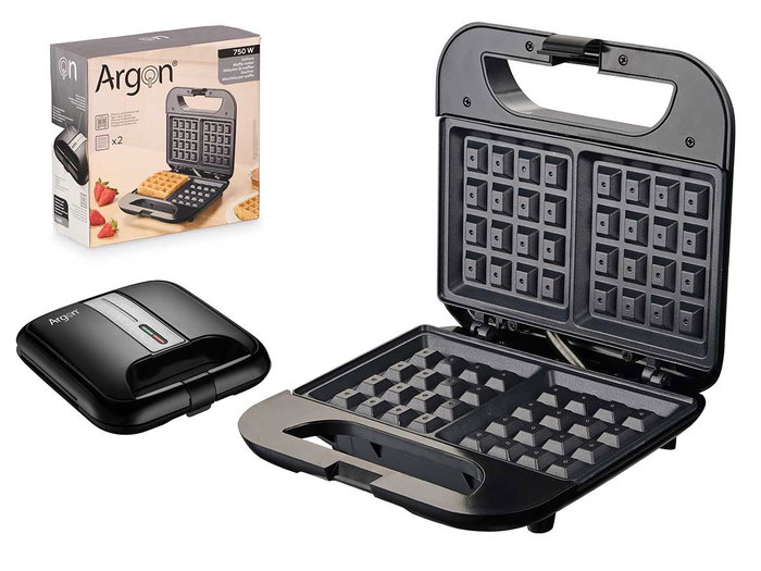 Argon Gaufrier 750W Noir et Acier Argon Gaufrier 750W Noir et Acier