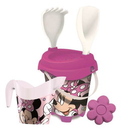 Unice - Cubo Playa Castillo Minnie avec cedazo, pala, rastrillo, molde et regadera 18 cm - Ensemble de plage Minnie pour enfants