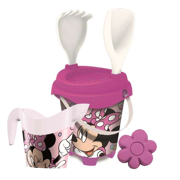 Unice - Cubo Playa Castillo Minnie avec cedazo, pala, rastrillo, molde et regadera 18 cm - Ensemble de plage Minnie pour enfants Unice - Cubo Playa Castillo Minnie avec cedazo, pala, rastrillo, molde et regadera 18 cm - Ensemble de plage Minnie pour enfants