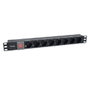 Equip 115140 Reglette Rack 19 Pouces 1U Installation Horizontale - 8 Prises DIN49440 - 2500W - Noir