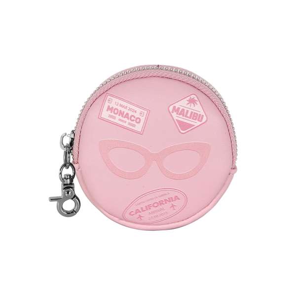 Barbie - Monedero Cookie Travel - Porte-monnaie rond - PVC et polyester - Rose - 8.7x8.7x2.3 cm - À partir de 3 ans