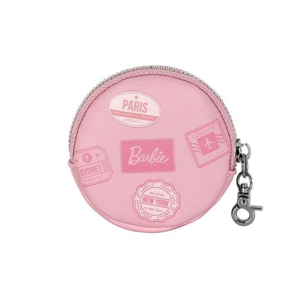 Barbie - Monedero Cookie Travel - Porte-monnaie rond - PVC et polyester - Rose - 8.7x8.7x2.3 cm - À partir de 3 ans