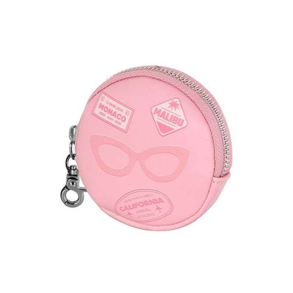 Barbie - Monedero Cookie Travel - Porte-monnaie rond - PVC et polyester - Rose - 8.7x8.7x2.3 cm - À partir de 3 ans