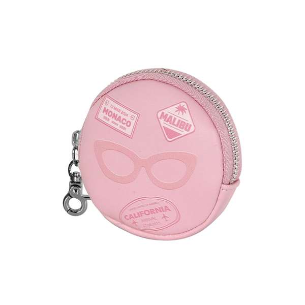 Barbie - Monedero Cookie Travel - Porte-monnaie rond - PVC et polyester - Rose - 8.7x8.7x2.3 cm - À partir de 3 ans