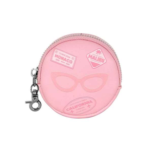 Barbie - Monedero Cookie Travel - Porte-monnaie rond - PVC et polyester - Rose - 8.7x8.7x2.3 cm - À partir de 3 ans