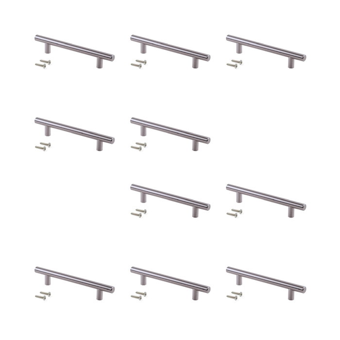 Emuca Lot de 10 poignées pour meubles Orlando, L252mm, entraxe 192mm, Acier, Nickel satiné Emuca Lot de 10 poignées pour meubles Orlando, L252mm, entraxe 192mm, Acier, Nickel satiné