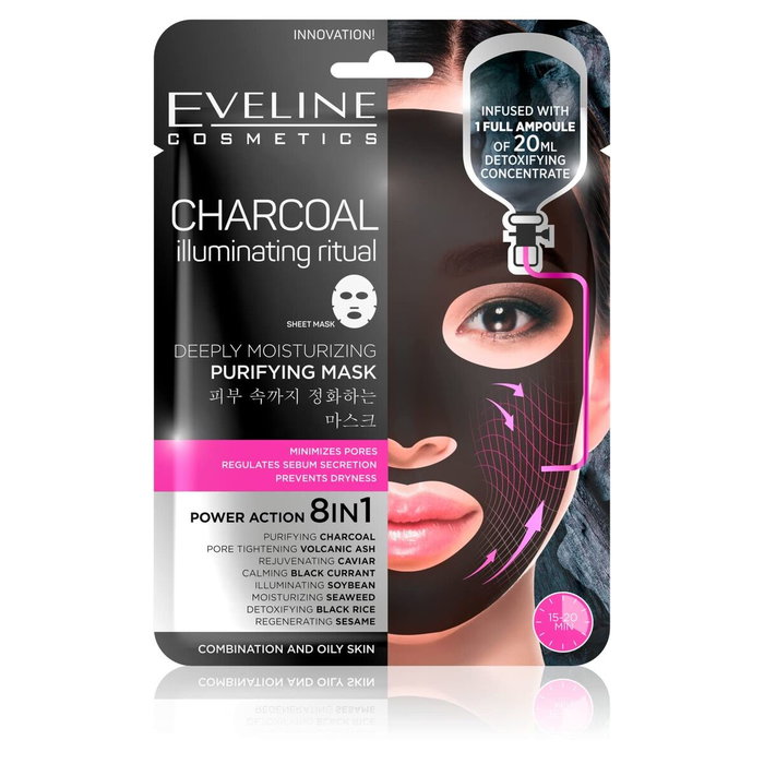 Eveline Masque facial Charcoal Illuminating Ritual 20 ml Eveline Masque facial Charcoal Illuminating Ritual 20 ml