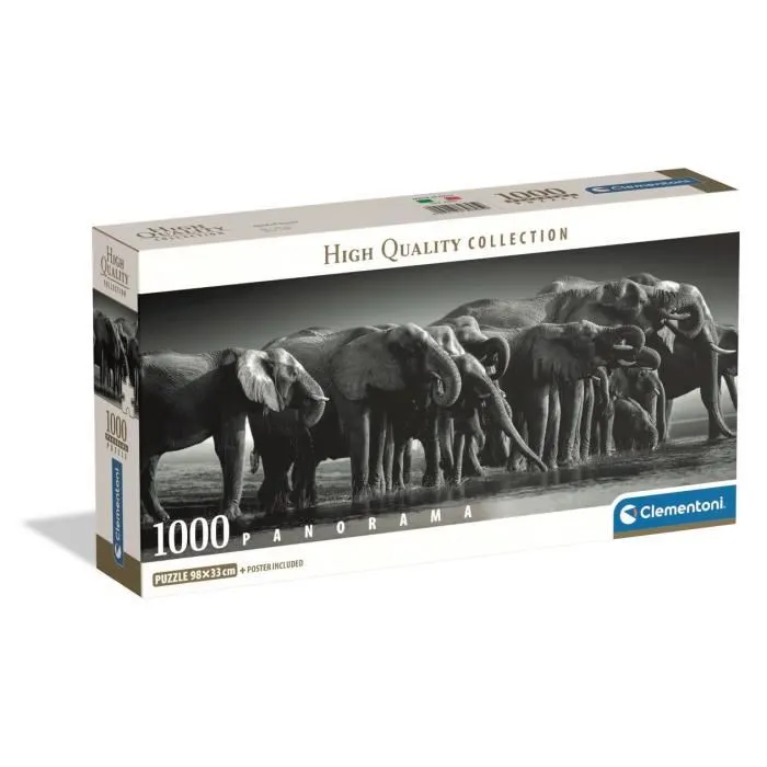 CLEMENTONI Compact 1000 Pièces Puzzle Panorama - Troupeau de Géants - 98 x 33 cm - Boîte Compacte avec Poster CLEMENTONI Compact 1000 Pièces Puzzle Panorama - Troupeau de Géants - 98 x 33 cm - Boîte Compacte avec Poster