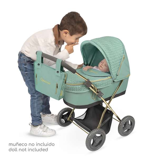 Decuevas Coche de muñeca plegable Capriccio - Poussette de poupée pliable avec ombrelle et sac pour poupées jusqu'à 48 cm - 38x65x60 cm