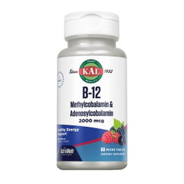 KAL B12 Méthylcobalamine & Adénosylcobalamine 2000 mcg, 60 microcomprimés