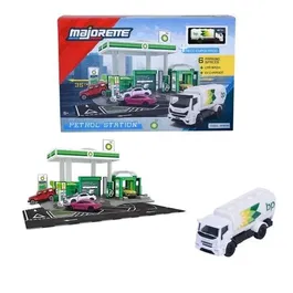 Smoby - Station-service BP Majorette avec pompe à essence, borne de recharge électrique, magasin et station de lavage - 1 véhicule inclus - Jouet pour enfants dès 3 ans