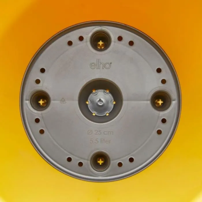 Elho Pot de fleurs Loft Urban rond avec réservoir d'eau intégré - Diamètre 34 cm x Hauteur 45 cm - Extérieur - 100% recyclé - Jaune