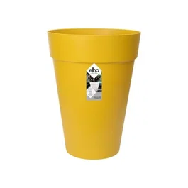 Elho Pot de fleurs Loft Urban rond avec réservoir d'eau intégré - Diamètre 34 cm x Hauteur 45 cm - Extérieur - 100% recyclé - Jaune