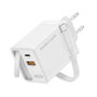 Mars Gaming MDGAN65RW Chargeur mural GaN 65W USB-C + USB-A Blanc