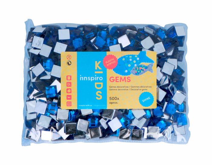 Innspiro Gemmes acryliques carrées bleues 12x12mm 500 unités