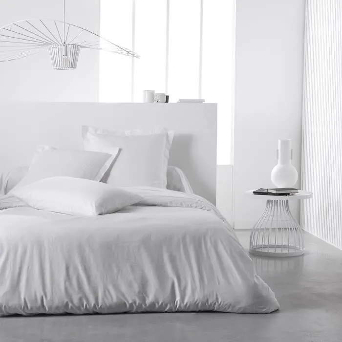 Today Drap housse Essential DH 140 x 200 cm + bonnet 30 cm pour 2 personnes en 100% coton uni couleur craie