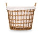 Kipit Panier Rond Naturel avec Poignées en Tissu et Fer 47x41x44 cm (Set de 6)