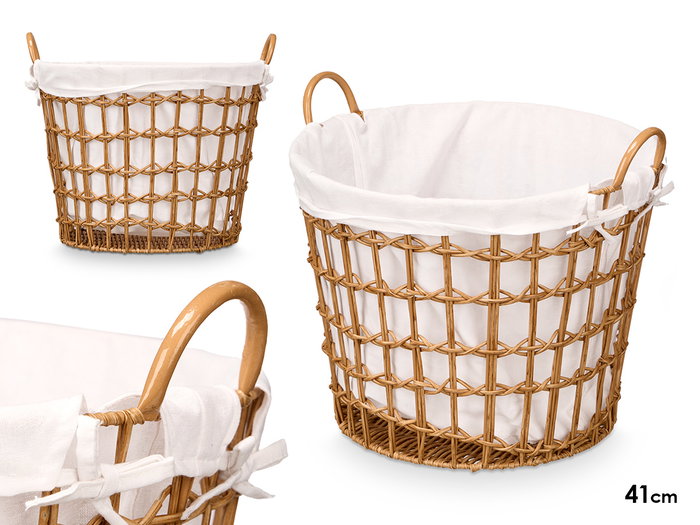 Kipit Panier Rond Naturel avec Poignées en Tissu et Fer 47x41x44 cm (Set de 6) Kipit Panier Rond Naturel avec Poignées en Tissu et Fer 47x41x44 cm (Set de 6)
