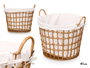 Kipit Panier Rond Naturel avec Poignées en Tissu et Fer 47x41x44 cm (Set de 6)