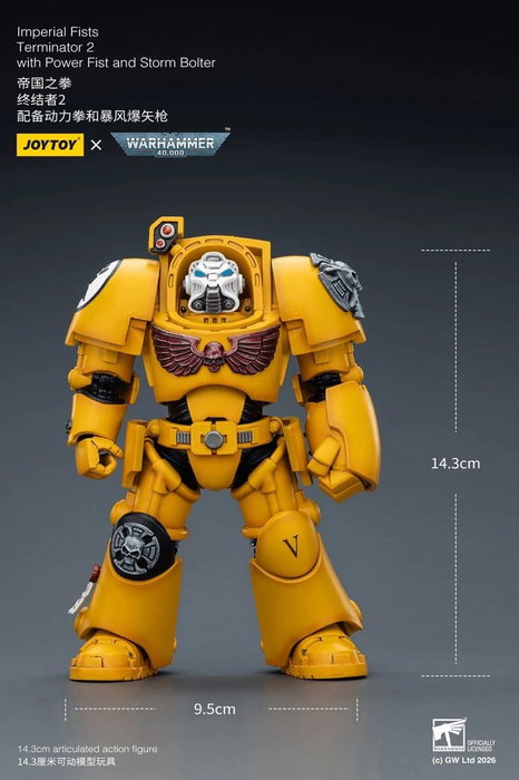 Joy Toy (CN) Warhammer 40,000 figurine Imperial Fists Terminator 2 avec Power Fist et Storm Bolter 14 cm