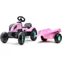 Falk Tracteur à pédales Barbie avec remorque et plaque personnalisable