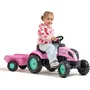 Falk Tracteur à pédales Barbie avec remorque et plaque personnalisable