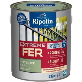 Ripolin 396707 Peinture pour fer et métaux - Vert olivier - Finition brillante - 2 litres - Protection anti-rouille et anti-corrosion