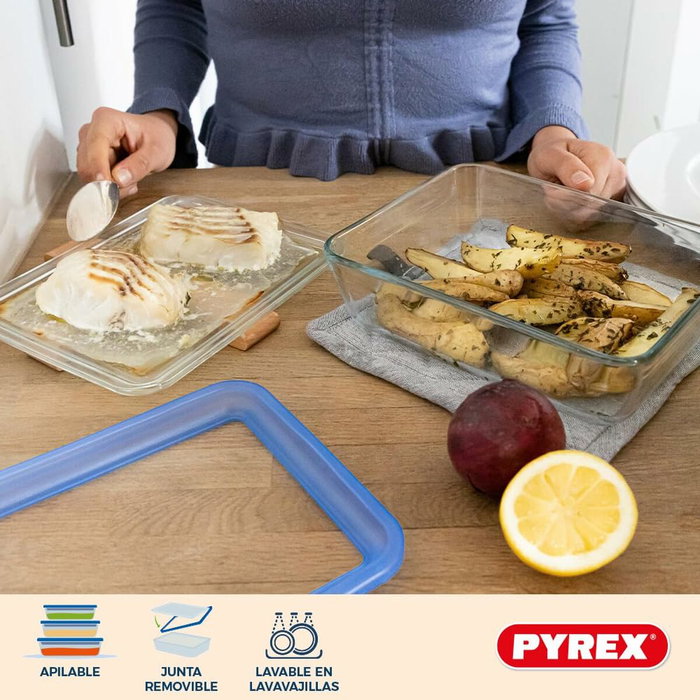 Pyrex Lot de 3 Boîtes de Conservation Zero Plastic 0,8 L