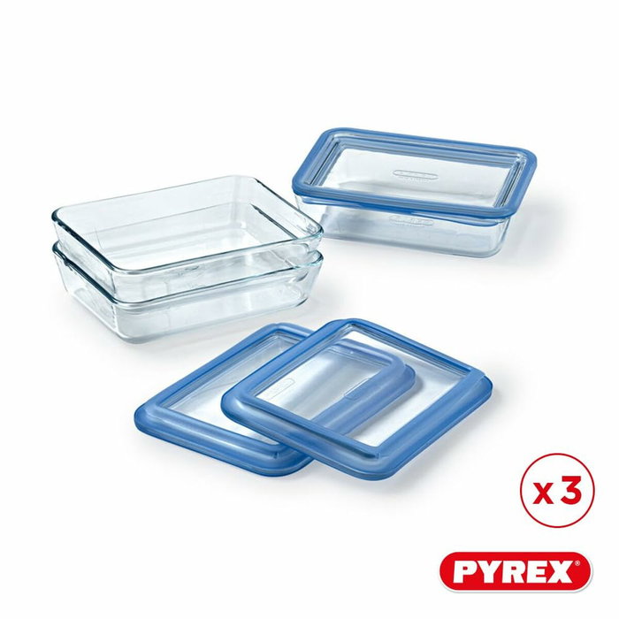 Pyrex Lot de 3 Boîtes de Conservation Zero Plastic 0,8 L