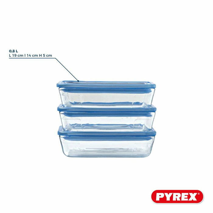 Pyrex Lot de 3 Boîtes de Conservation Zero Plastic 0,8 L