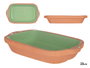 La Dehesa Cazuela en terre cuite rectangulaire avec anses 23 cm vert et marron (Set de 8)