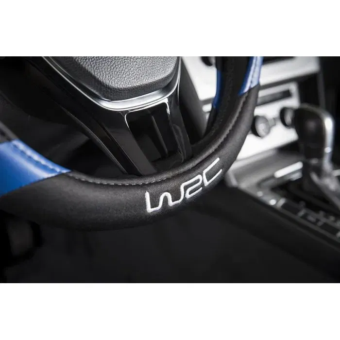 WRC Couvre-volant Blue Race universel pour volant 35-38 cm, antidérapant, protection chaleur et froid